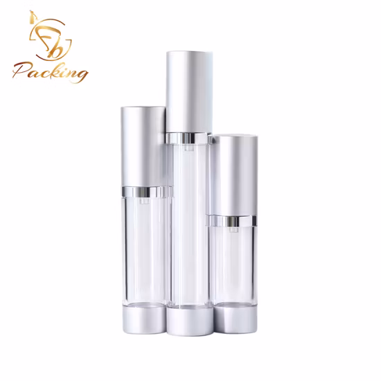 Haute transparence en tant que matériau 5 ml 10 ml 15 ml 20 ml 30 ml Flacon pompe sans air avec pompe et capuchon en aluminium